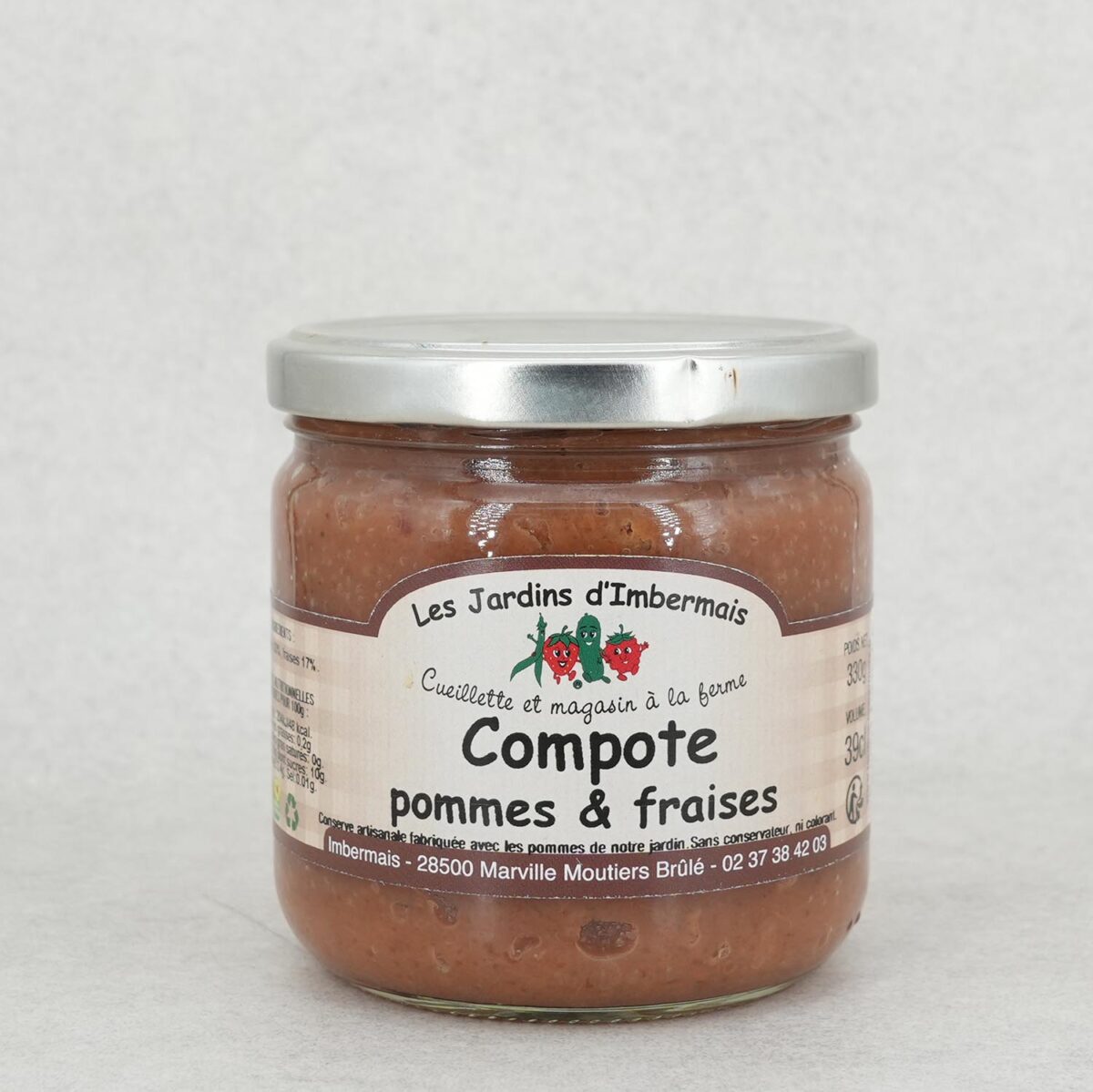 COMPOTE DE POMMES ET FRAISES LES JARDINS D'IMBERMAIS – Image 1