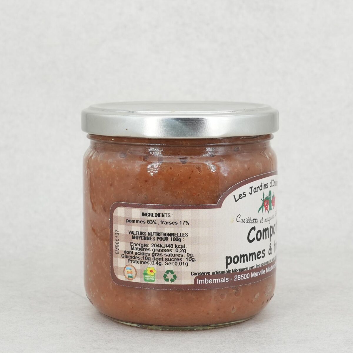 COMPOTE DE POMMES ET FRAISES LES JARDINS D'IMBERMAIS – Image 2