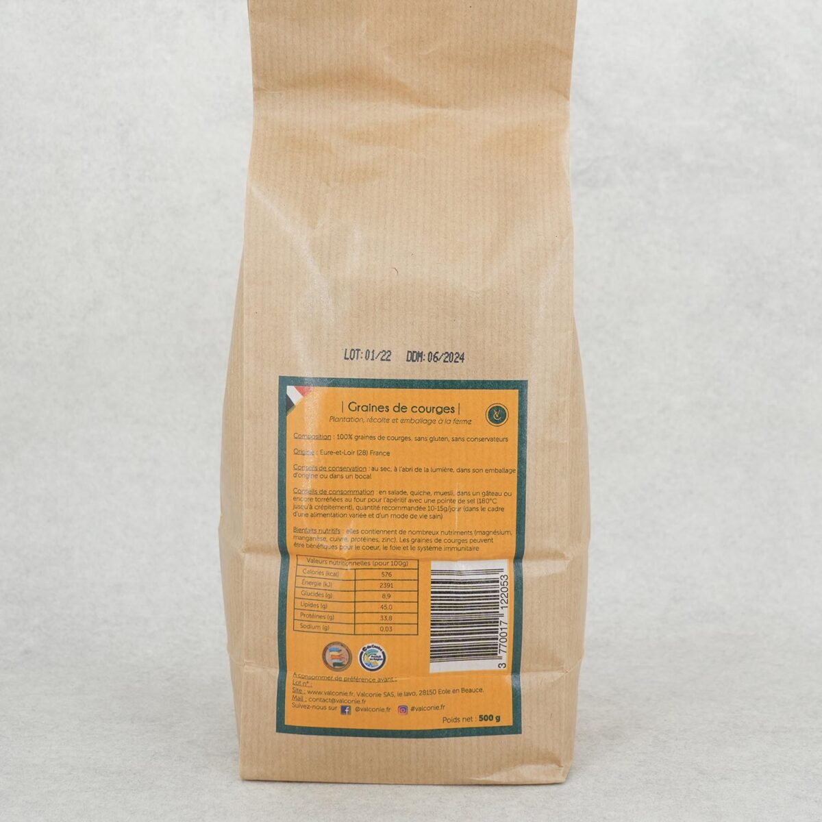 GRAINES DE COURGES TORREFIÉES VALCONIE – Image 2