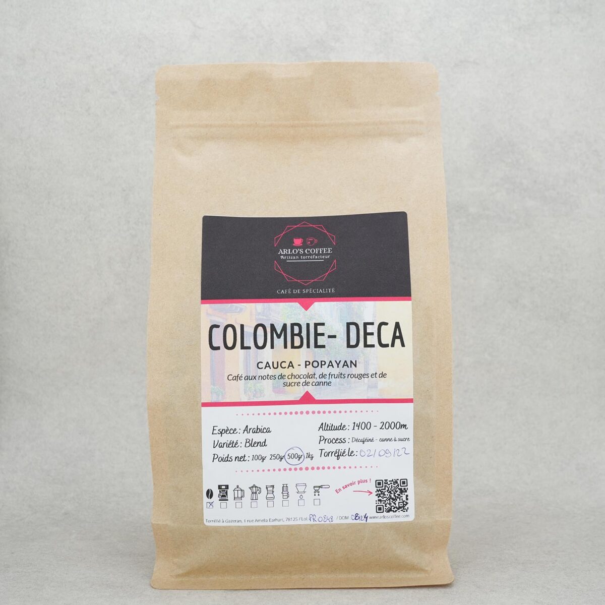 CAFÉ EN GRAINS DÉCAFEINÉ COLOMBIE ARLO'S COFFEE – Image 1