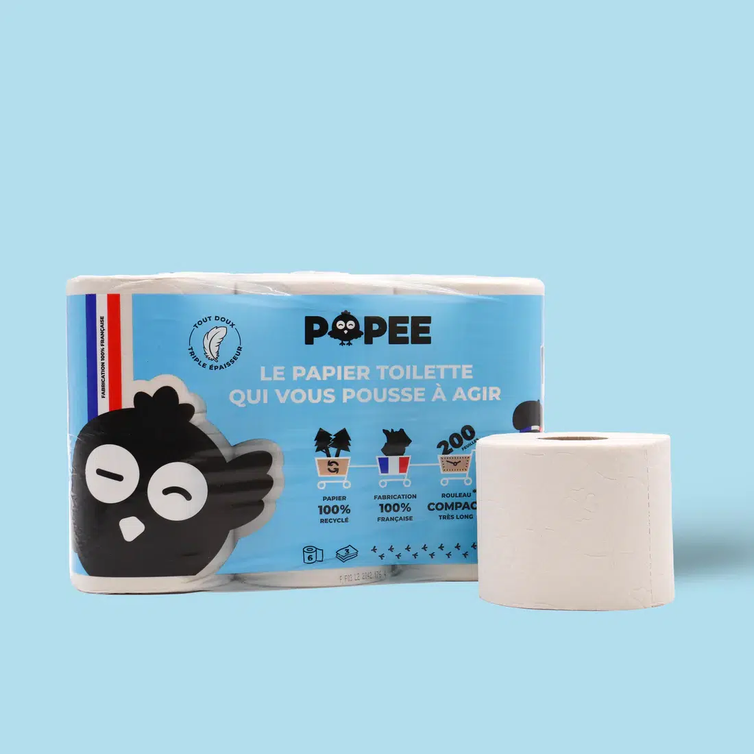 papier-toilette-recycle-popee-pack-fond-bleu PAPIER TOILETTE ULTRA CONFORT POPEE – Image 1