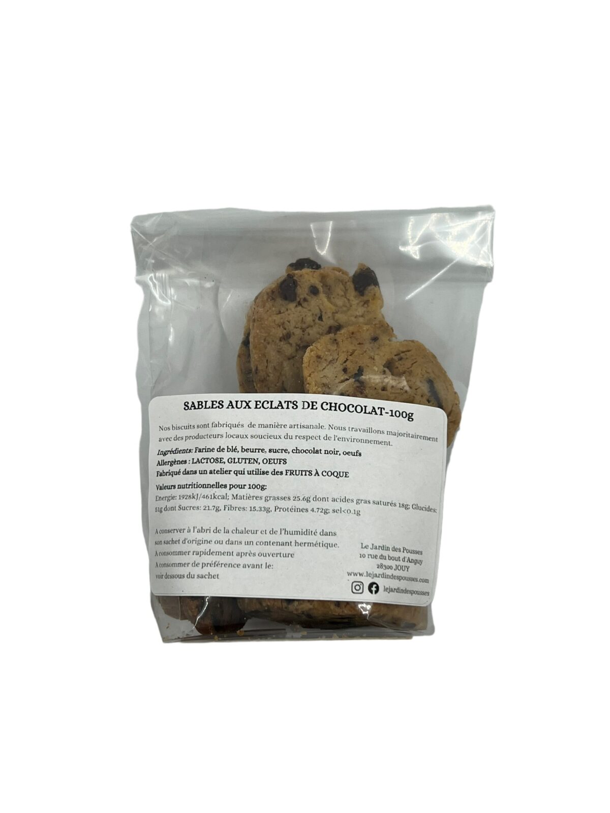 SABLÉS ÉCLATS DE CHOCOLAT JARDIN DES POUSSES – Image 2