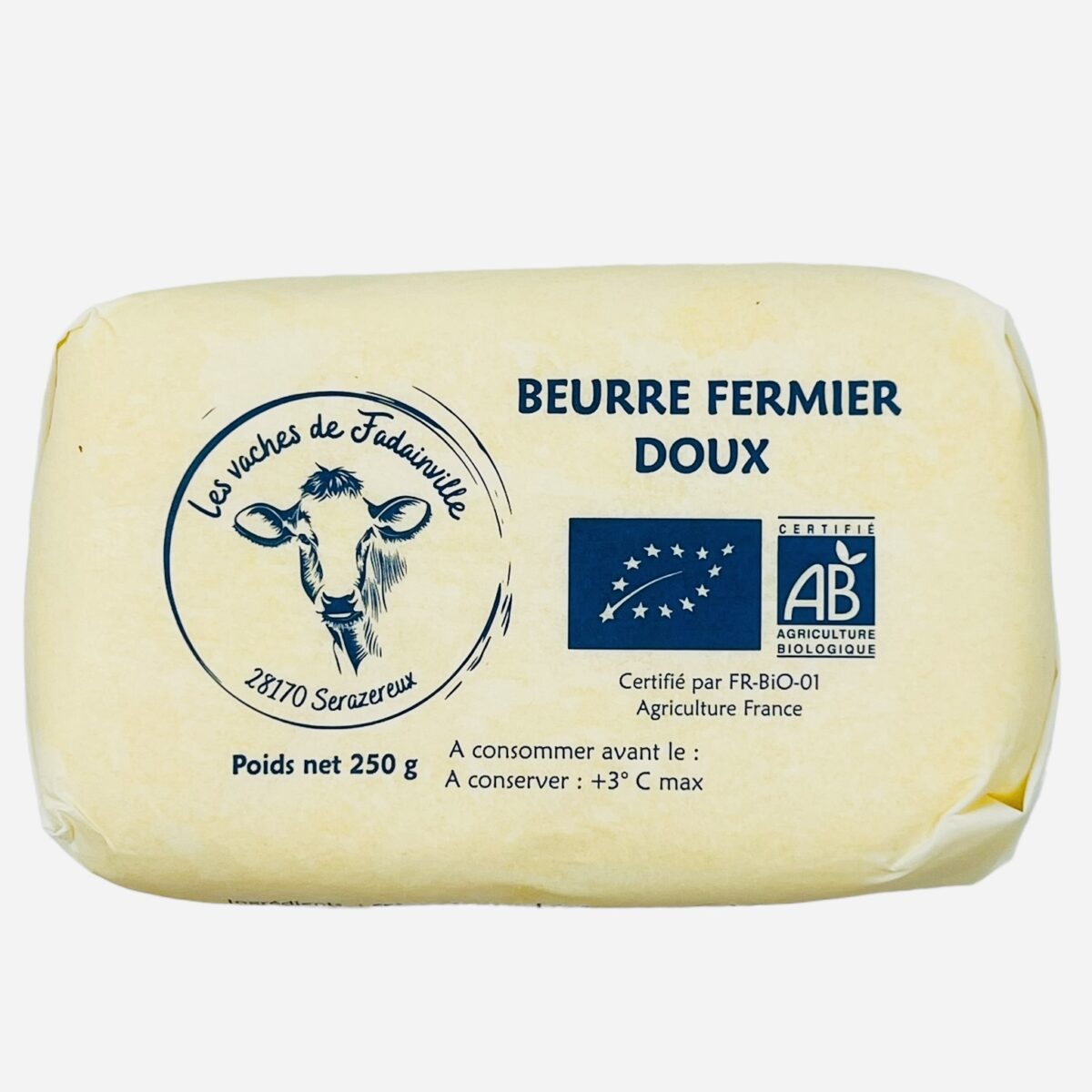 Photoroom_003_20240328_124453 BEURRE FERMIER DOUX BIO "LES VACHES DE FADAINVILLE" – Image 1