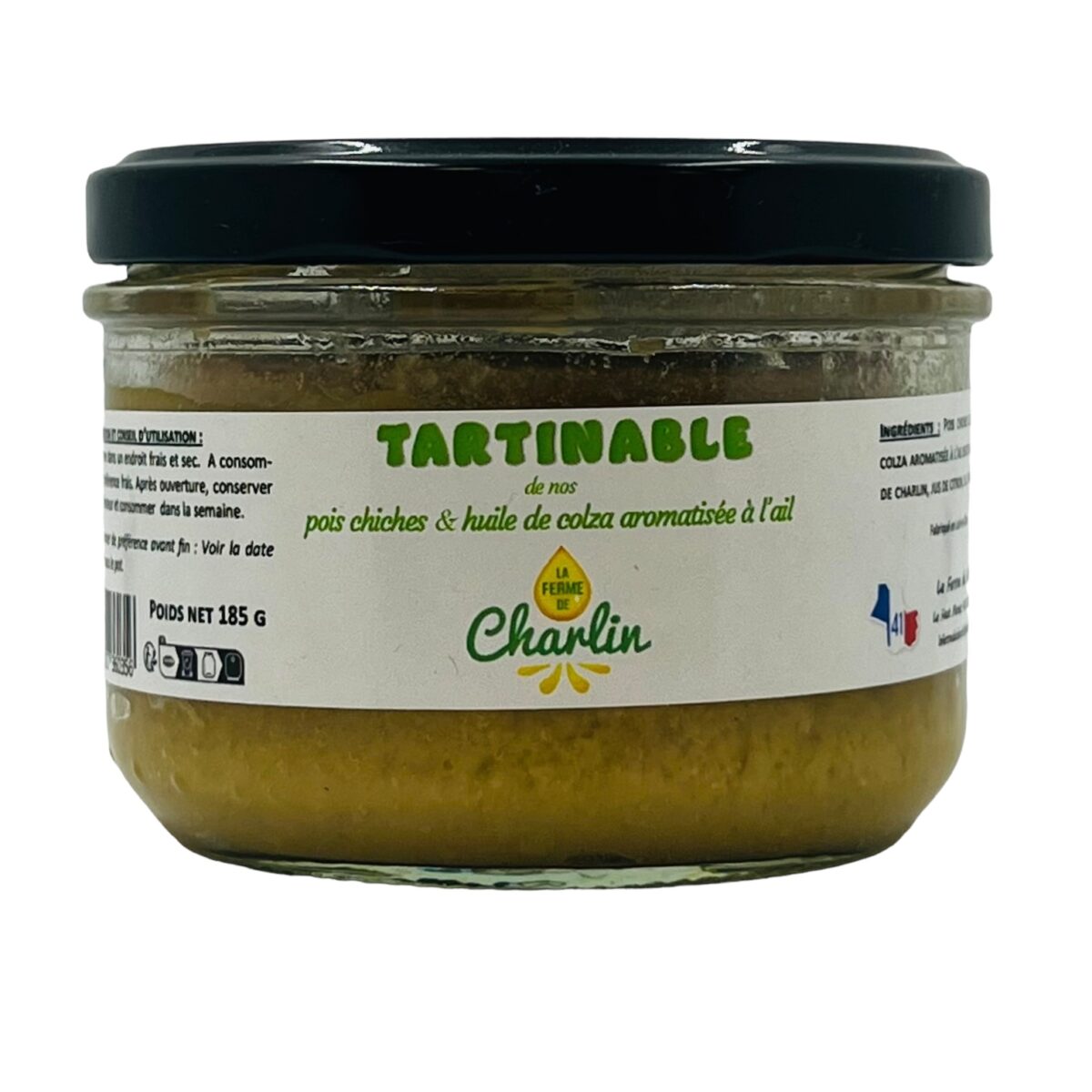 TARTINABLE POIS CHICHES ET HUILE DE COLZA ET AIL LA FERME DE CHARLIN – Image 1