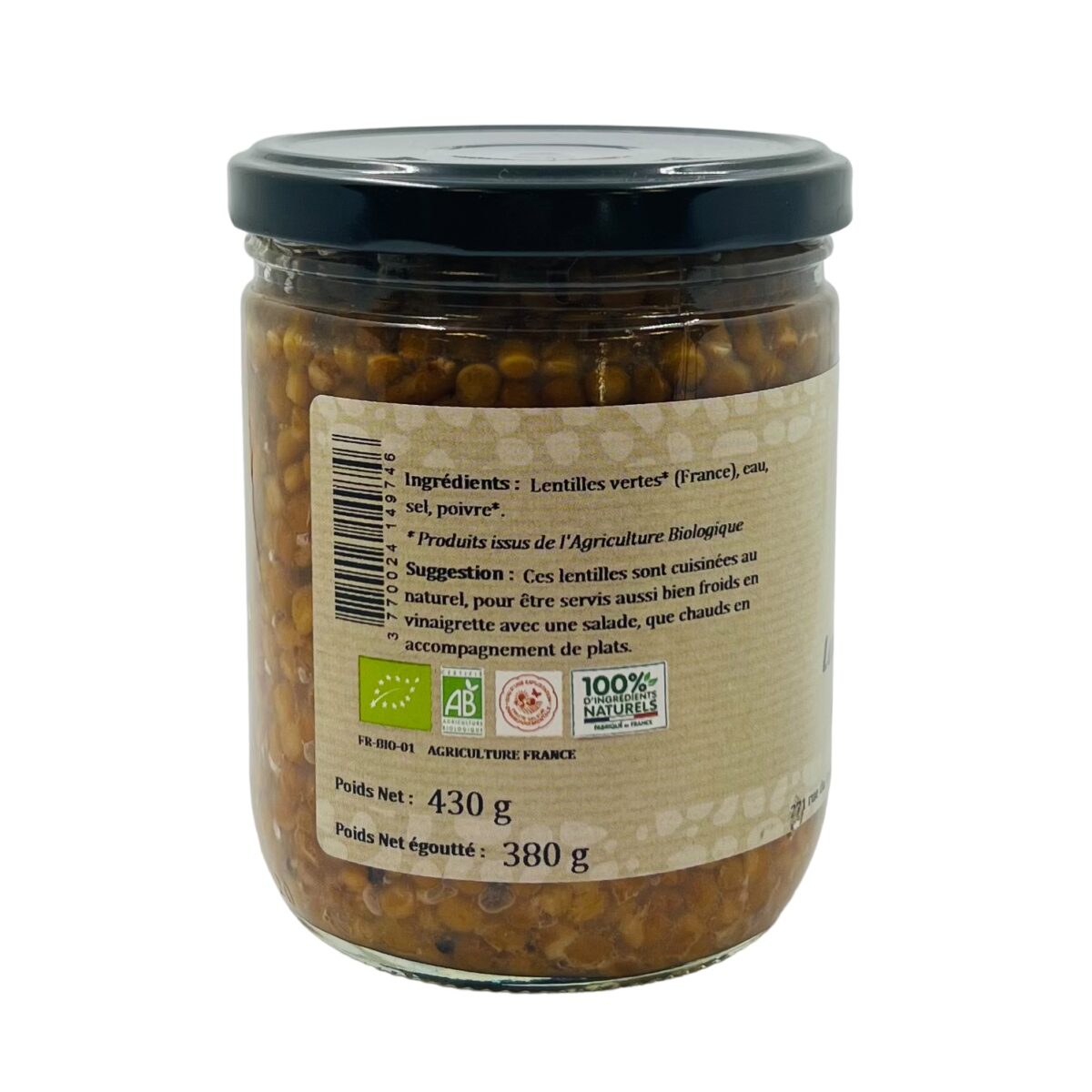 BOCAL LENTILLES VERTES AU NATUREL TRÉSORS DE BEAUCE – Image 2