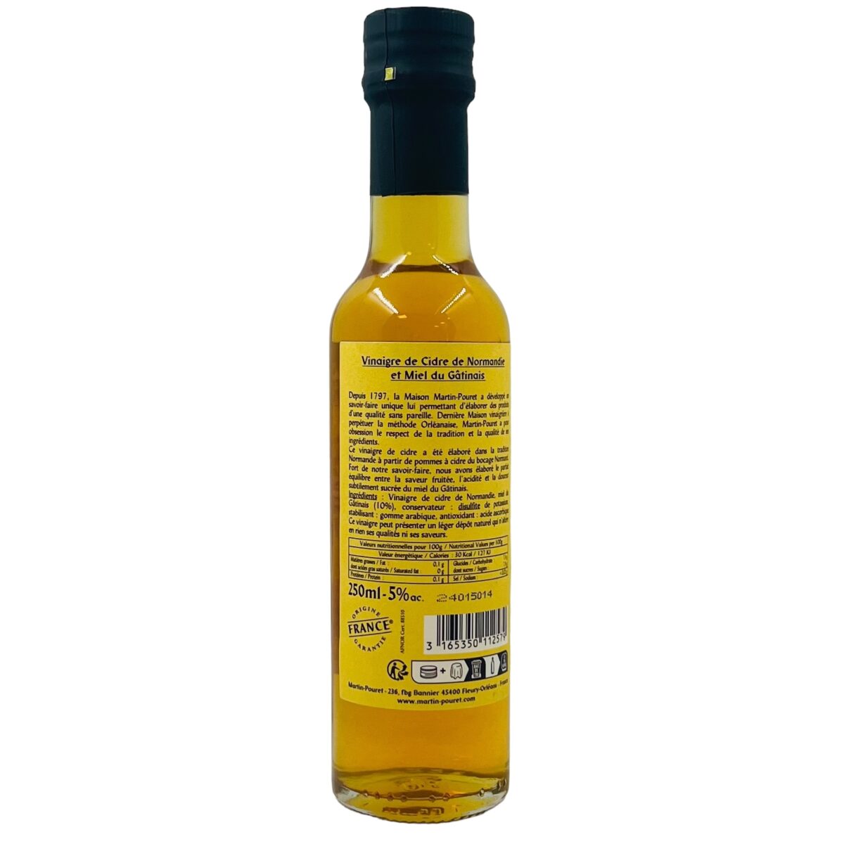 Photoroom_000_20240810_152158 VINAIGRE D'ORLEANS CIDRE ET MIEL DU GATINAIS MARTIN POURET – Image 2