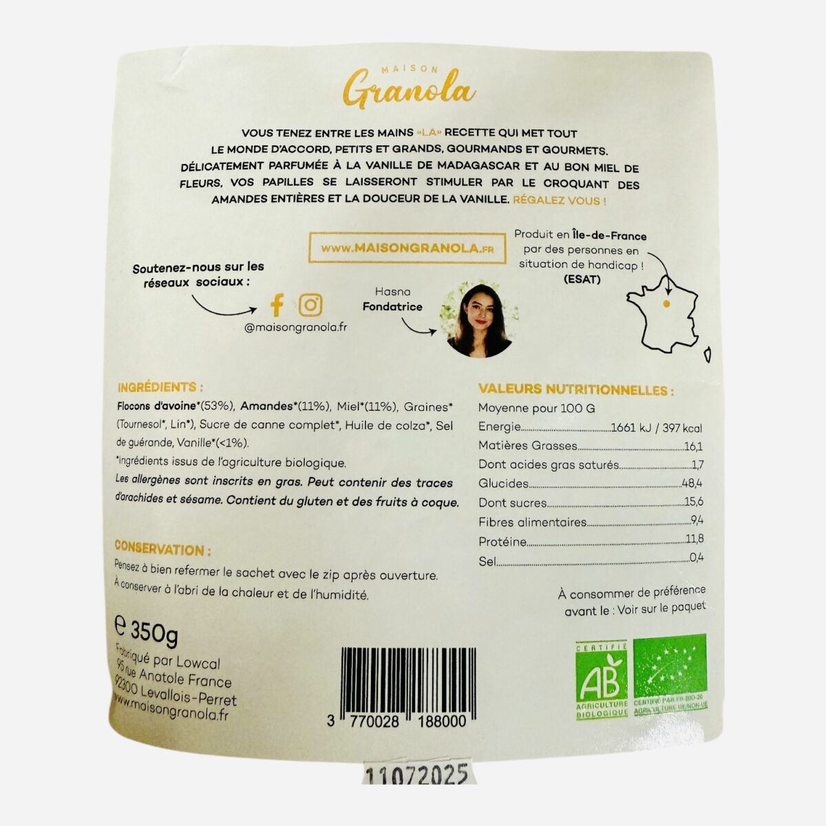 GRANOLA VANILLE MIEL AMANDES MAISON GRANOLA – Image 2