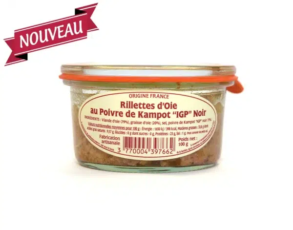 RILLETTES D'OIE AU POIVRE DE KAMPOT "IGP" NOIR