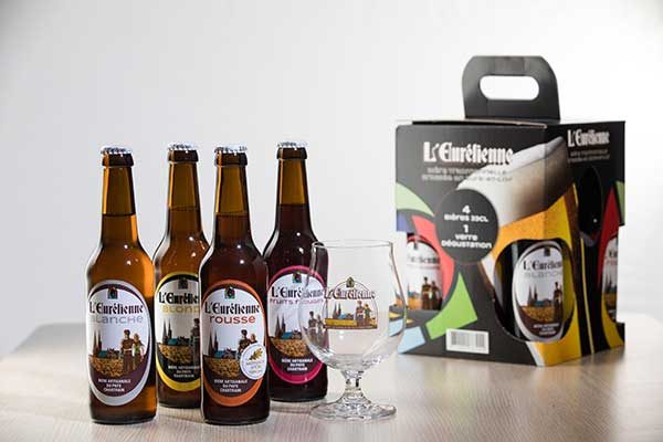 COFFRET 4 BOUTEILLES DE BIÈRE 33CL +1 VERRE EURELIENNE