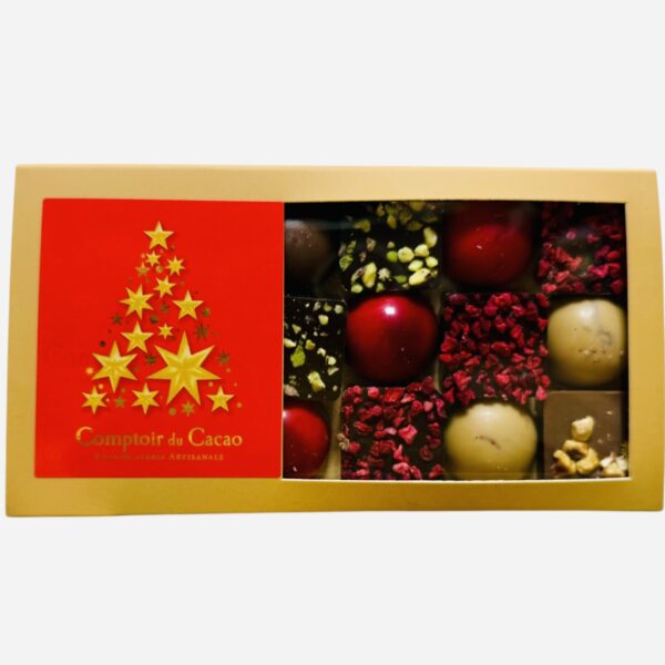 ÉTUI NOËL ASSORTIMENT PRALINÉ FEUILLETÉ "COMPTOIR DU CACAO"