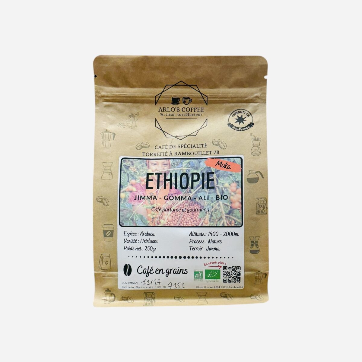 CAFÉ EN GRAINS ETHIOPIE MOKA "ARLO'S COFFEE" – Image 1
