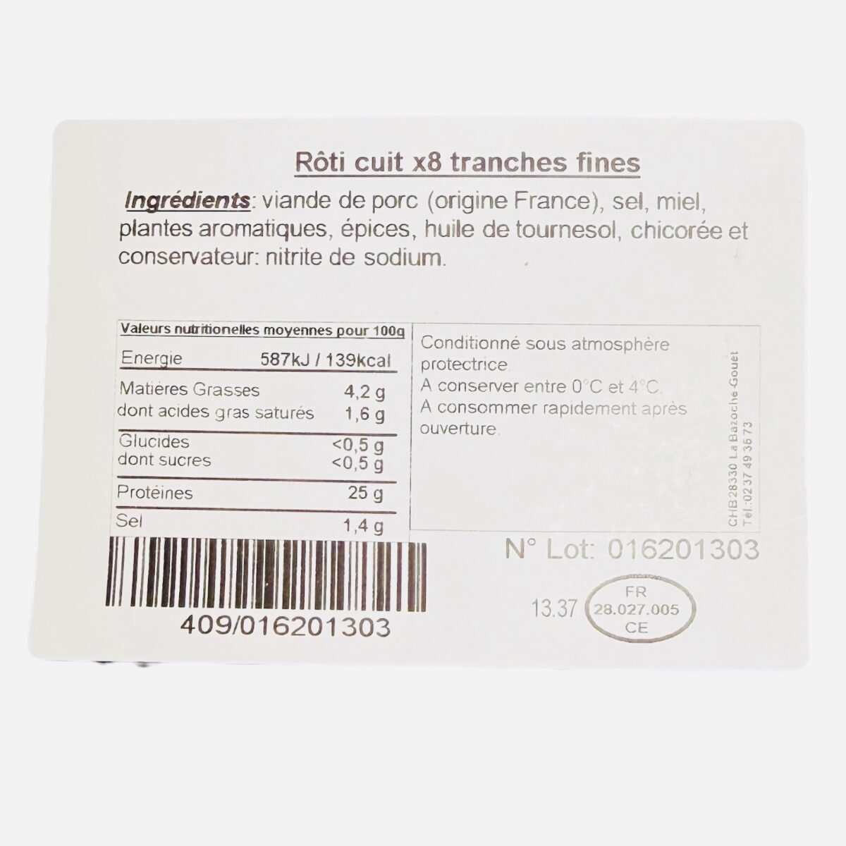 ROTI DE PORC CUIT EN TRANCHES X8 "LE BAZOCHON" – Image 2