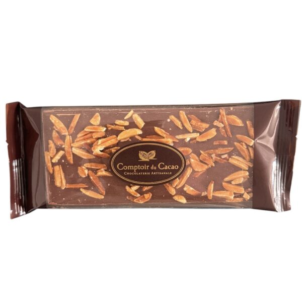 TABLETTE CHOCOLAT LAIT AMANDE CARAMELISÉE "COMPTOIR DU CACAO"
