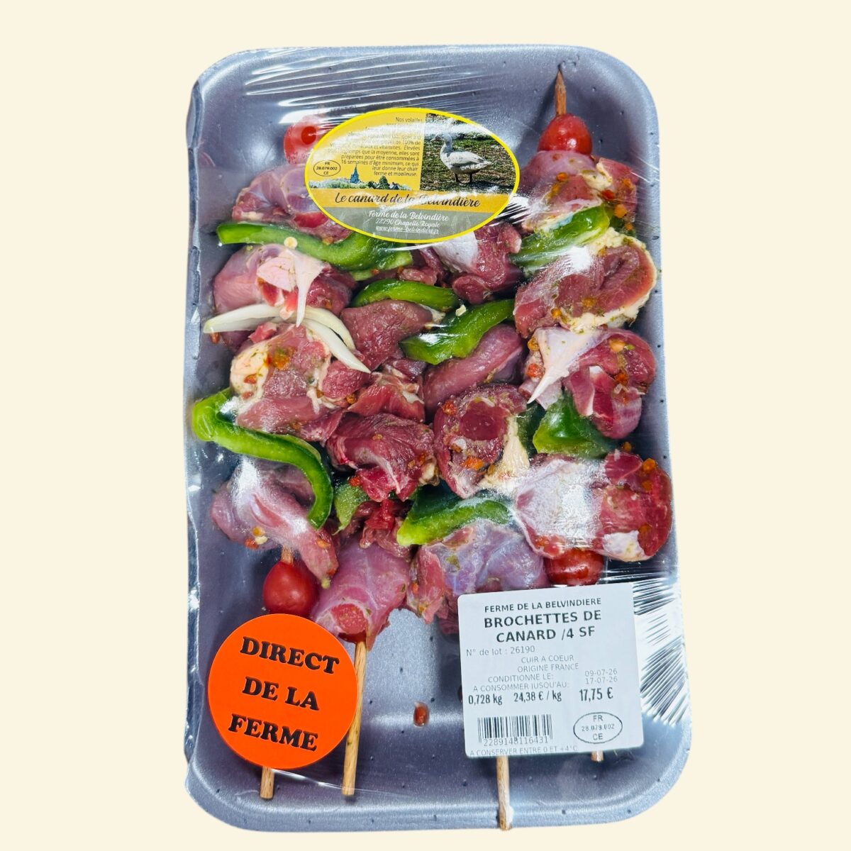 BROCHETTES DE CANARD X4 "FERME DE LA BELVINDIERE" – Image 1