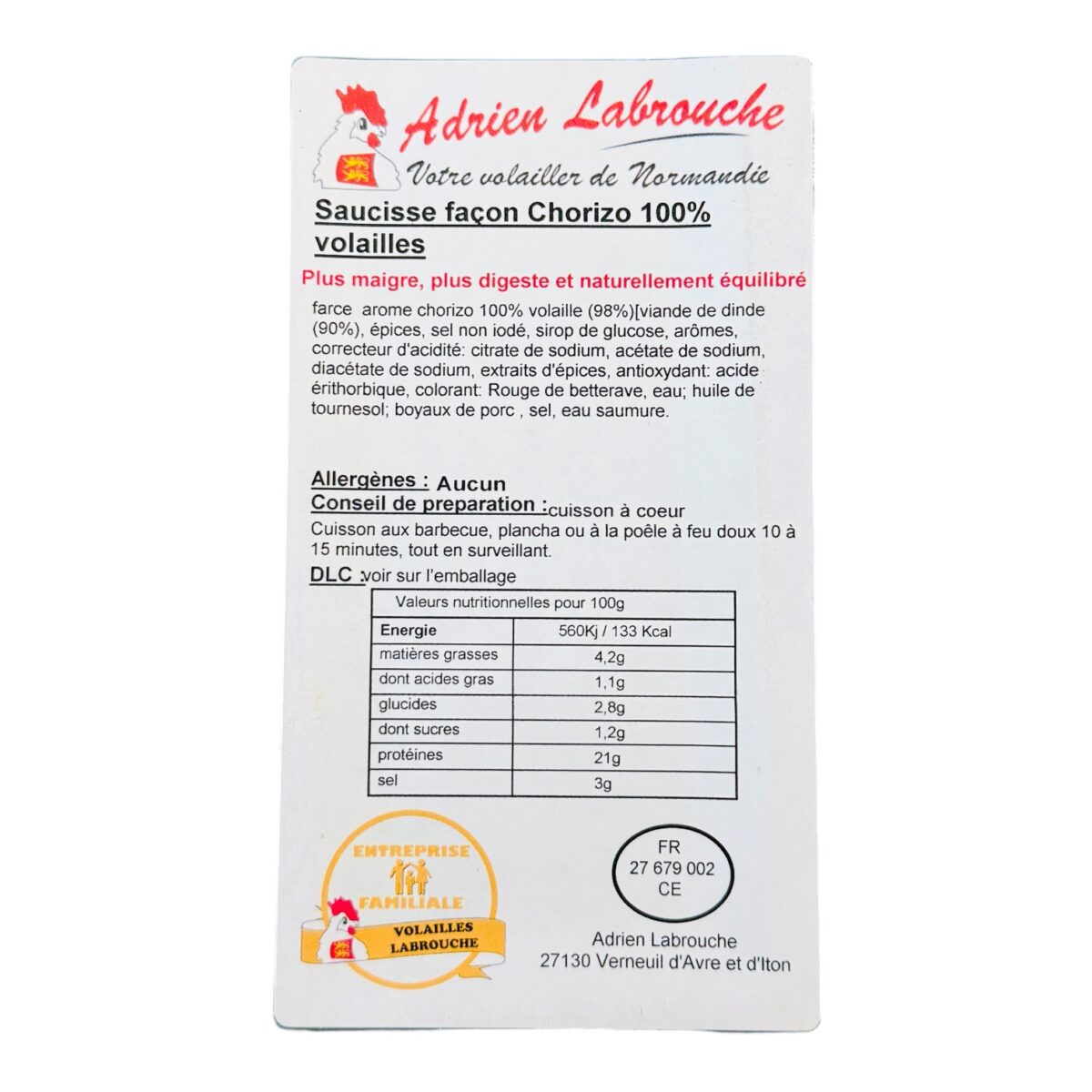 CHORIZO DE VOLAILLE À GRILLER X5 – Image 2