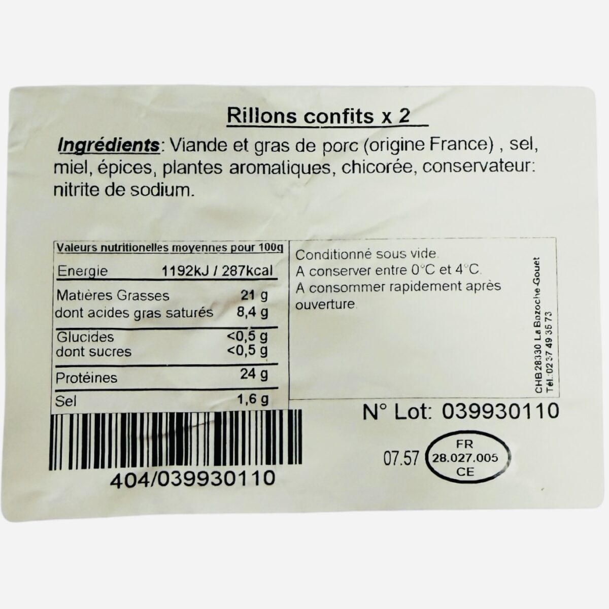 RILLONS DE PORC CONFITS "LE BAZOCHON" – Image 2
